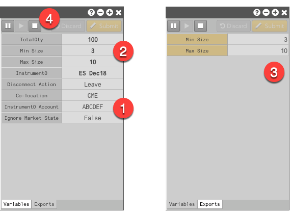 Algo Variables Pane