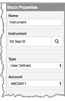 Instrument block properties panel